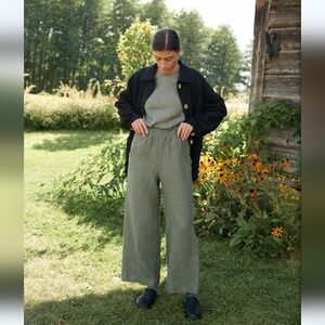 Linenfox Ocean Heavy Linen Trousers Pine Green